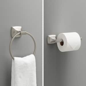Portwood 2-Piece Bath Hardware Set with Toilet Paper Holder, Towel Ring in Brushed Nickel