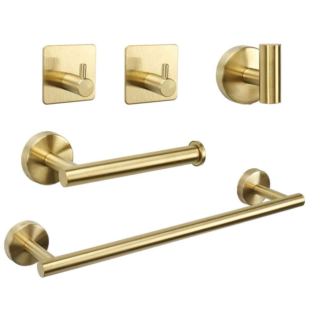 5-Piece Bathroom Hardware Set with 16-inch Towel Bar, Holder and Hooks in Brushed Gold price history on PriceWatchPro