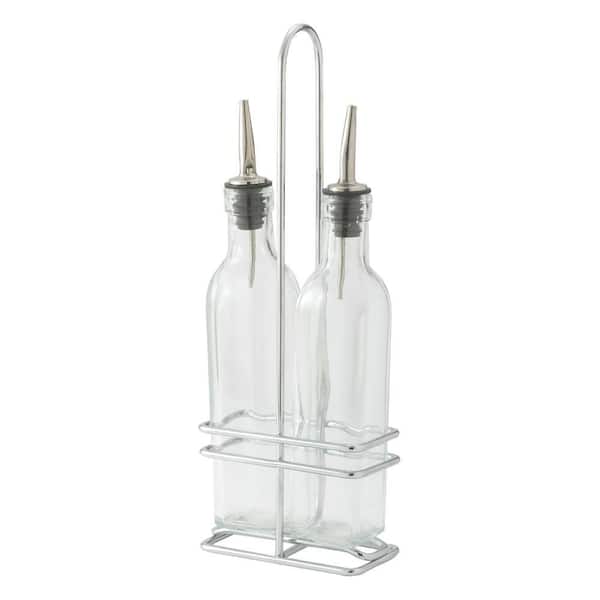 16 oz. Oil/Vinegar Cruet Set with Chrome Plated Rack