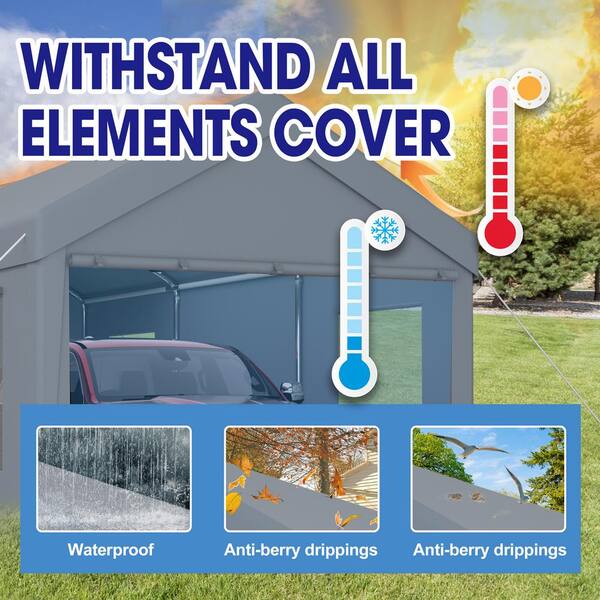 12 ft. x 20 ft. Portable Garage, Heavy Duty Car Port Canopy with 2