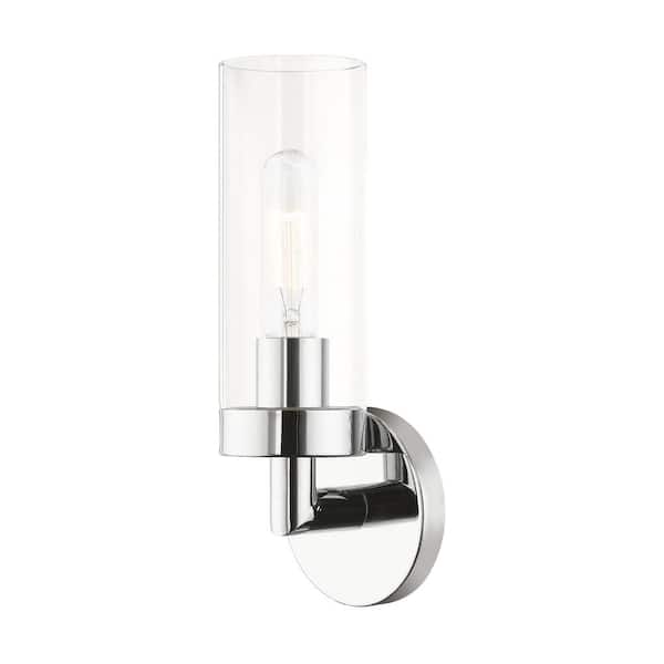 AVIANCE LIGHTING Hastings 4.25 in. 1-Light Polished Chrome ADA Wall Sconce with Clear Glass