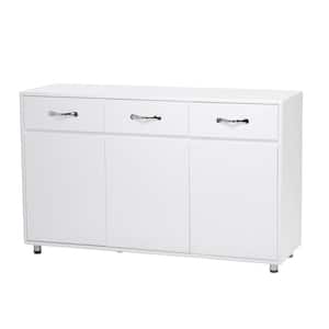52.36 in. W White 32.08 in. Height Rectangle MDF Board Side Table with 3-Drawers and 3-Doors