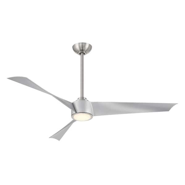 Pike 56 in. Indoor Brushed Nickel Low Profile Ceiling Fan with Integrated LED and Remote Control Included