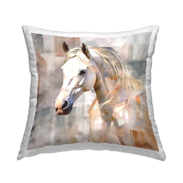 Stupell Industries Geometric Rustic Horse Gray Abstract Polyester 18 in. x 18 in. Throw Pillow
