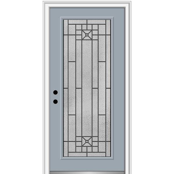 MMI Door 32 in. x 80 in. Courtyard Right-Hand Full-Lite Decorative Painted Fiberglass Smooth Prehung Front Door, 4-9/16 in. Frame