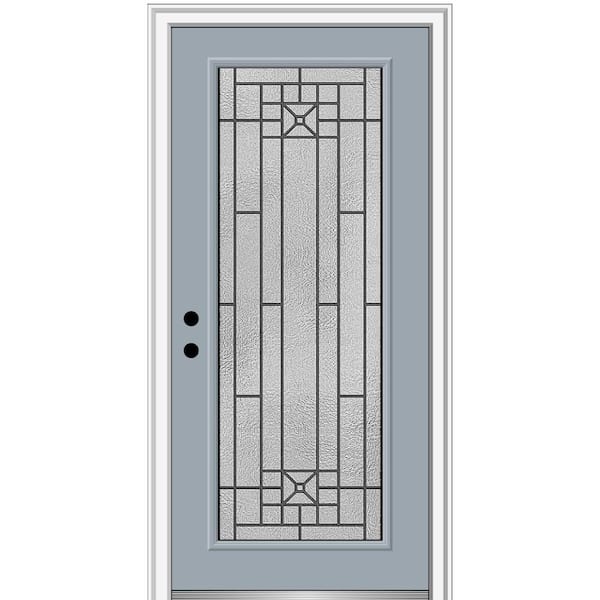 MMI Door 32 in. x 80 in. Courtyard Right-Hand Full Lite Decorative Painted Fiberglass Smooth Prehung Front Door, 6-9/16 in. Frame