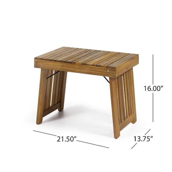Outdoor Teak Acacia Wood Side Table BFDATENUM236 - The Home Depot