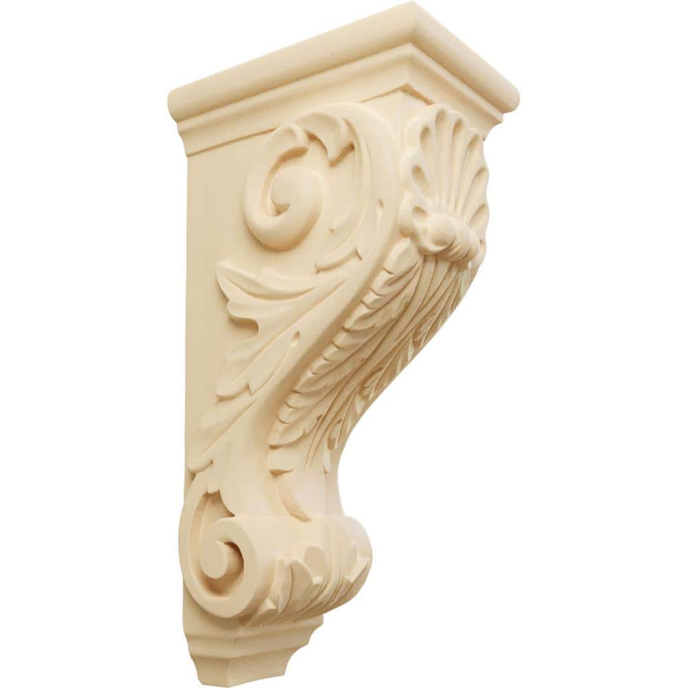 Large Hand-Carved Maple Shell Corbel, 14" Height