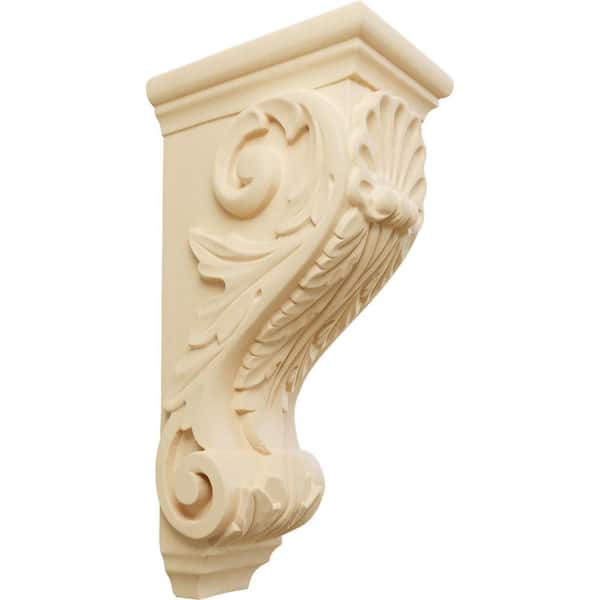 Ekena Millwork 7 in. x 5 in. x 14 in. Unfinished Wood Maple Large Shell Corbel