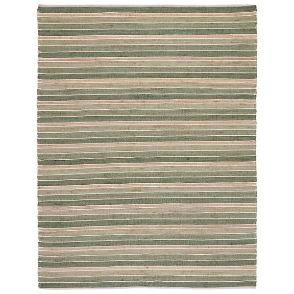 Striped Kilim 8 ft. x 10 ft. Green/Natural Striped Area Rug