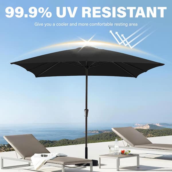black 8 x 10 patio umbrella JEAREY 8 ft. x 10 ft. Steel Rectangular Market Umbrella in Black  8x10JXS-Black