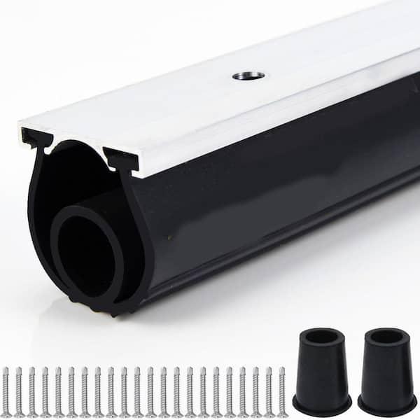 16 FT Black EPDM Rubber Universal Garage Door Bottom Seal Weatherstrip with Aluminum Track Retainer Kit