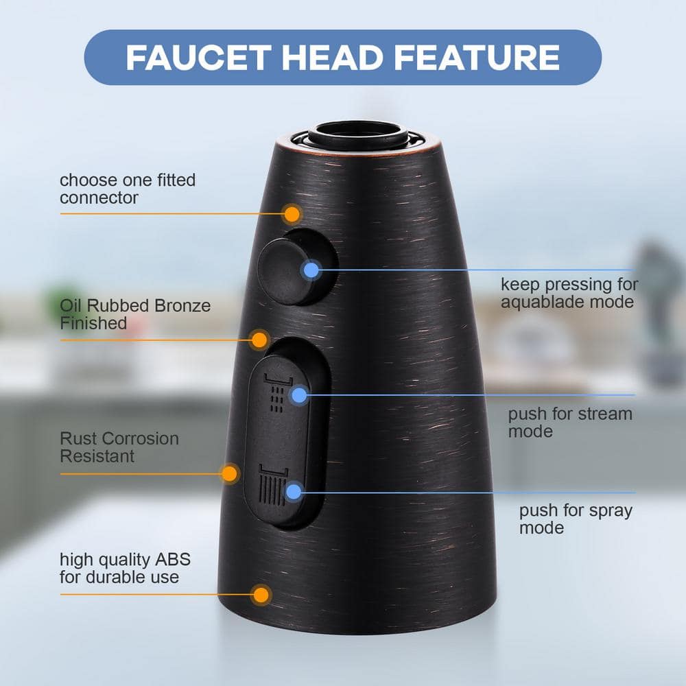 Oil Rubbed Bronze 3-Function Pull Down Kitchen Faucet Spray Head