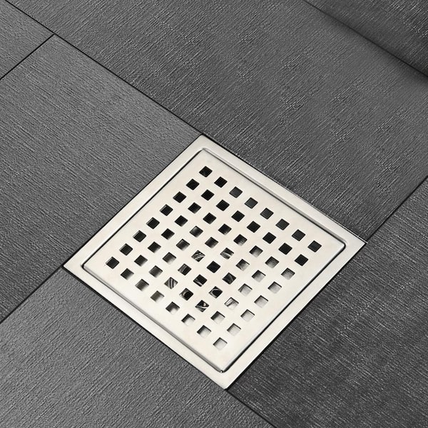 Flynama 6 in. x 6 in. Stainless Steel Square Shower Drain with
