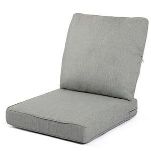24 x 24 Outdoor Sunbrella Seat Cushion, Waterproof and Fade Resistant Chair Cushions with Removable Cover in Light Grey