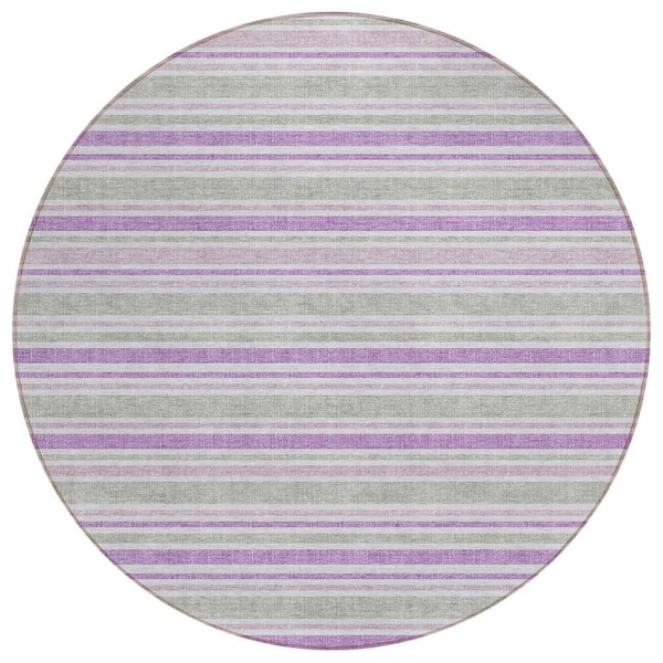 Addison Rugs Chantille ACN531 Pearl 8 ft. x 8 ft. Round Machine Washable Indoor/Outdoor Geometric Area Rug