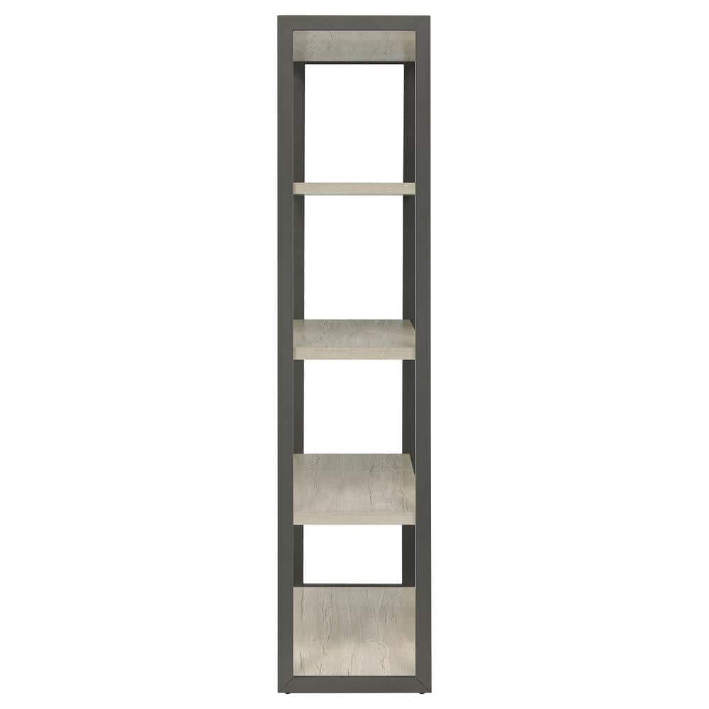 Gray and Whitewashed Wood 4-Shelf Contemporary Bookcase