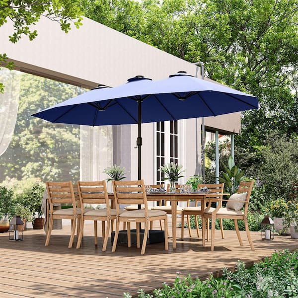 13 foot market patio umbrella 13FT Double-sided Twin Table with Crank Handle-Tan, Gray This large rectangular patio umbrella is designed for optimal outdoor enjoyment TheLAShop 13 Foot 8-Rib Patio