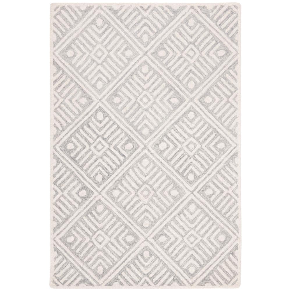 Hand-Tufted Artisan Gray Wool Rectangular Rug