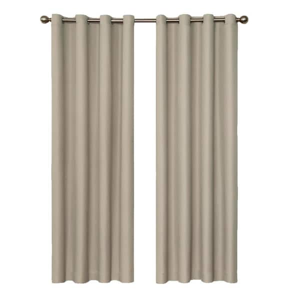 Eclipse String Beige Thermal Grommet Blackout Curtain - 52 in. W x 95 in. L