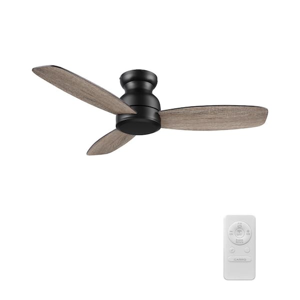 CARRO Osborn 48 in. Indoor Black 10-Speed DC Motor Flush Mount Standard Ceiling Fan with Remote Control without Light