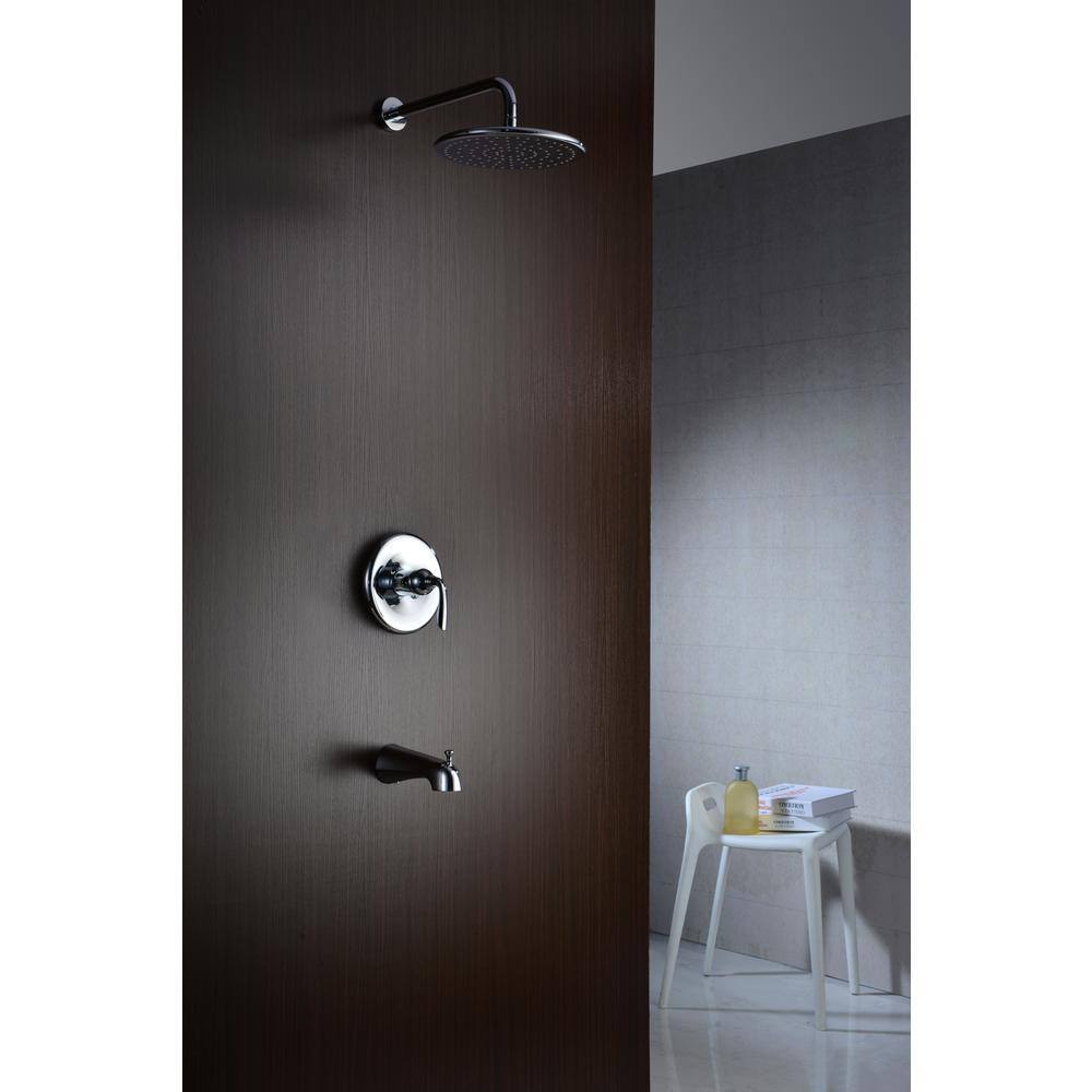 Polished Chrome Wall Mounted Rain Showerhead and Faucet Set
