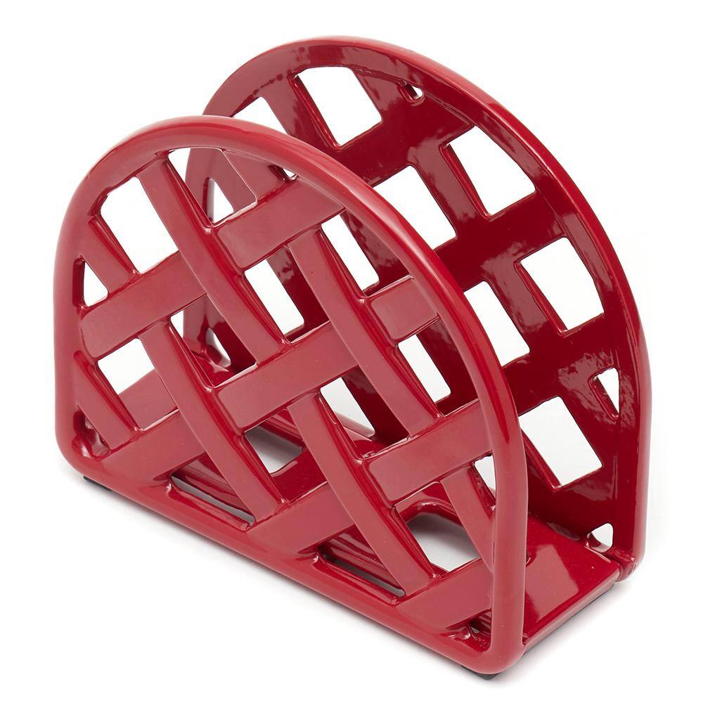 Home Basics Weave Cast Iron Upright Napkin Holder, Red HDC95063 The