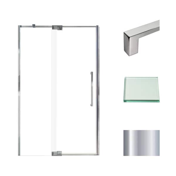 Transolid Irene 48 in. W x 76 in. H Pivot Semi-Frameless Shower Door in Polished Chrome with Clear Glass