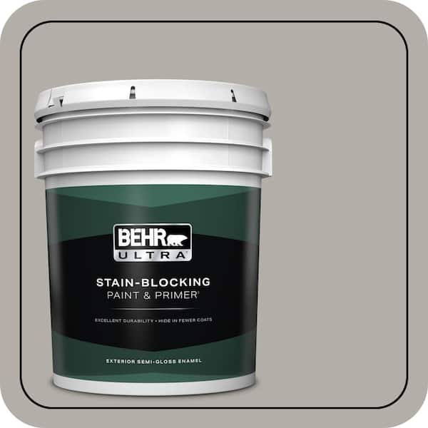 BEHR ULTRA 5 gal. #T17-09 Laid Back Gray Semi-Gloss Enamel Exterior Paint & Primer