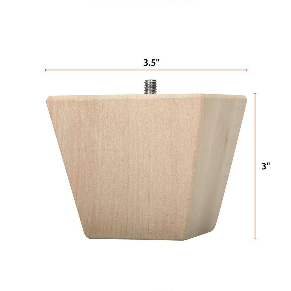 3.5" Unfinished Hardwood Contemporary Bun Foot
