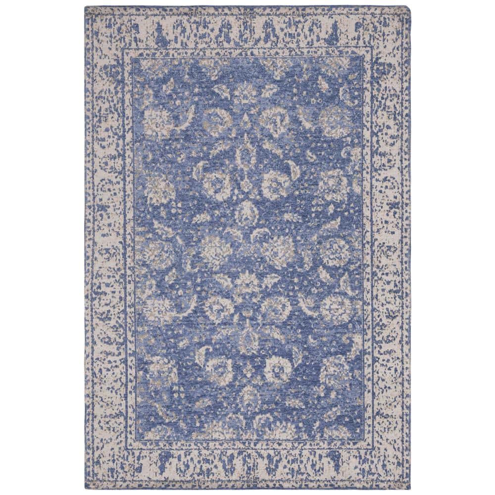 Easy Care Blue/Sage 4 ft. x 6 ft. Machine Washable Distressed Abstract Border Area Rug price history on PriceWatchPro