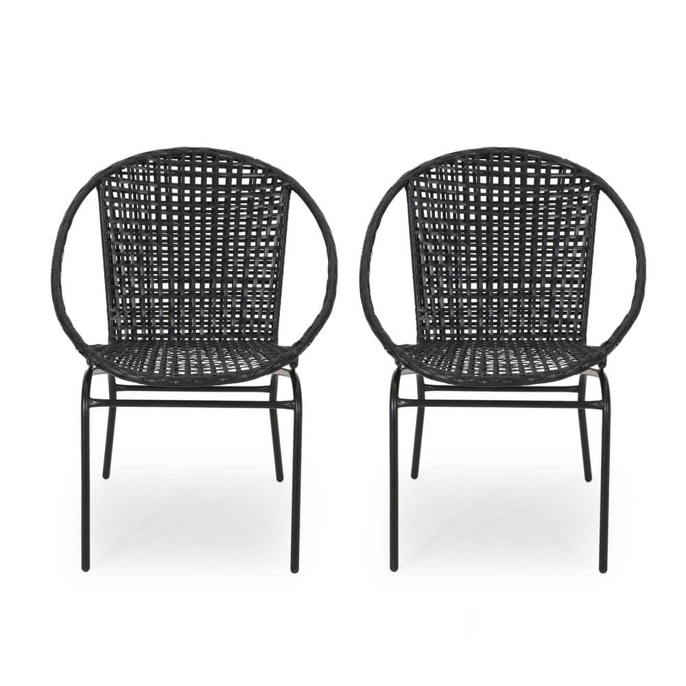 Java Chair Outdoor Java Black Modern Wicker Outdoor Lounge Chair with Black Seat (Set of 2 ...
