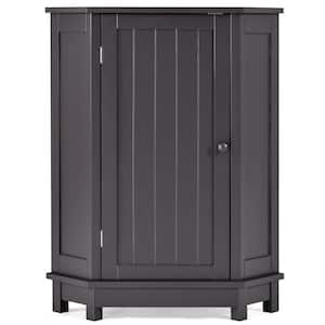 17.5 in. W x 17.5 in. D x 31.4 in. H Black Brown bathroom Triangle Corner Storage Linen Cabinet with Adjustable Shelves