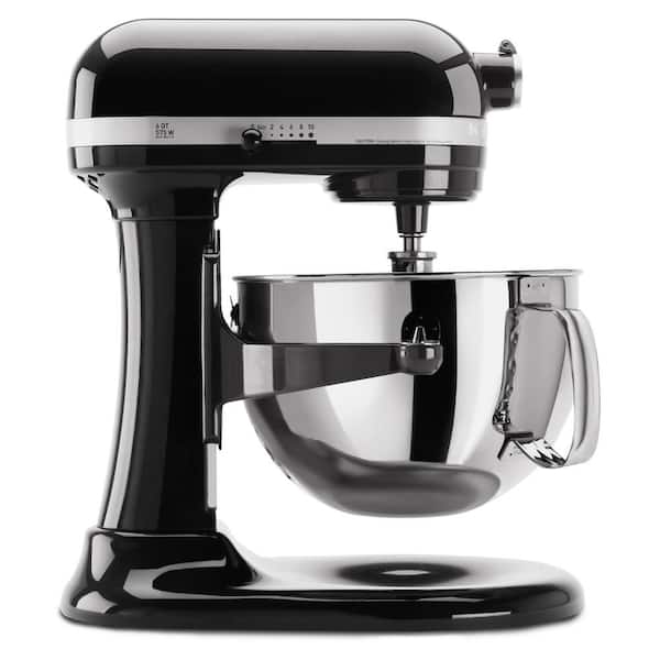 KitchenAid Professional 600 Series 6 Qt. 10-Speed Black Stand Mixer with Flat Beater, Wire Whip and Dough Hook Attachments