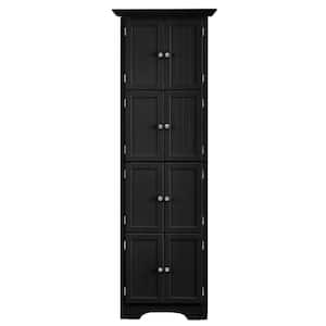 24.25 in. W x 12.25 in. D x 72 in. H Black Bathroom/Kitchen Storage Wall Cabinet with 4-Shelves and 8-Doors