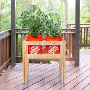 29 in. x 28 in. x 30 in. 4-Bucket Elevated Unfinished Wood Cedar Garden Frame Raised Beds