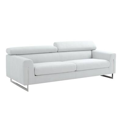 Serena 92.2 In. Modern Silver 3-Seater Sofa with Dual Headrests