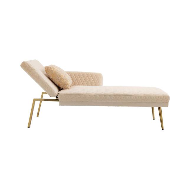 LY & S Collection 25.5 in. W Beige Velvet Twin Size Sofa Bed