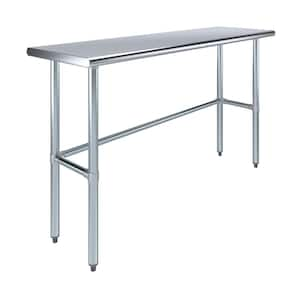 18 in. x 60 in. Stainless Steel Open Base Kitchen Utility Table Metal Prep Table