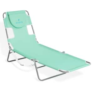 Outdoor Folding Stainless Steel Adjustable Recliner Chaise Lounge Beach Pool Chair, Teal