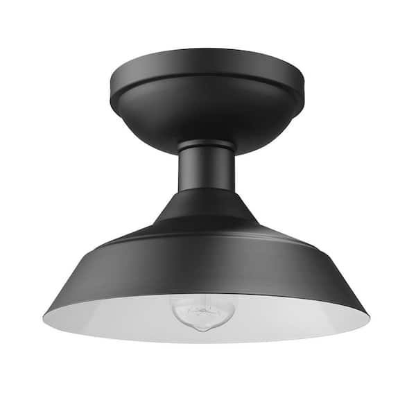 Globe Electric Kurt 1-Light Matte Black Outdoor Indoor Flush Mount Ceiling Light