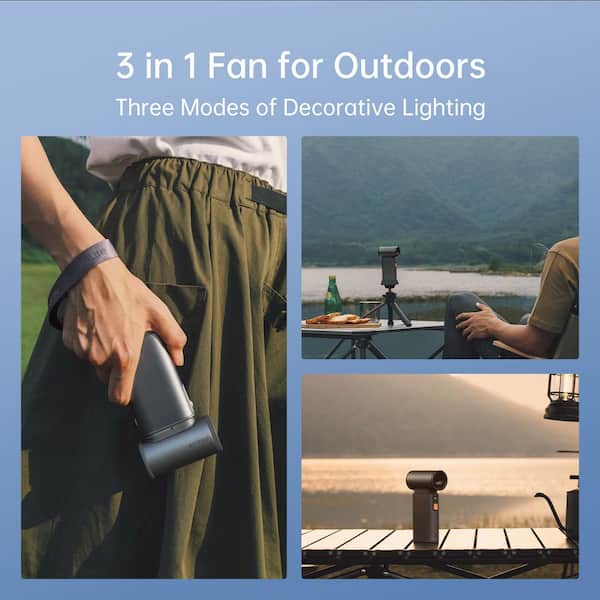 JISULIFE 5.3 in. 100-Speeds Personal Fan in Dark Gray with