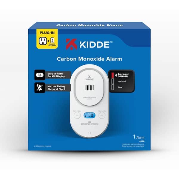 Plug-In Carbon Monoxide Detector with AA Battery Backup, Digital Backlit Display, Rotating Plug, COPD