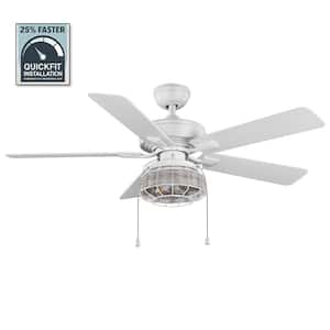 Ceylon 52 in. Indoor/Outdoor Matte White LED Ceiling Fan with Light Kit