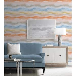 30.75 sq. ft. Luxe Haven Sunset Ikat Waves Vinyl Peel and Stick Wallpaper Roll