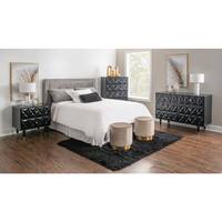 Linon Home Decor Dixon Black 6-Drawer 48 in. Wide Dresser with Geo Front THD02866
