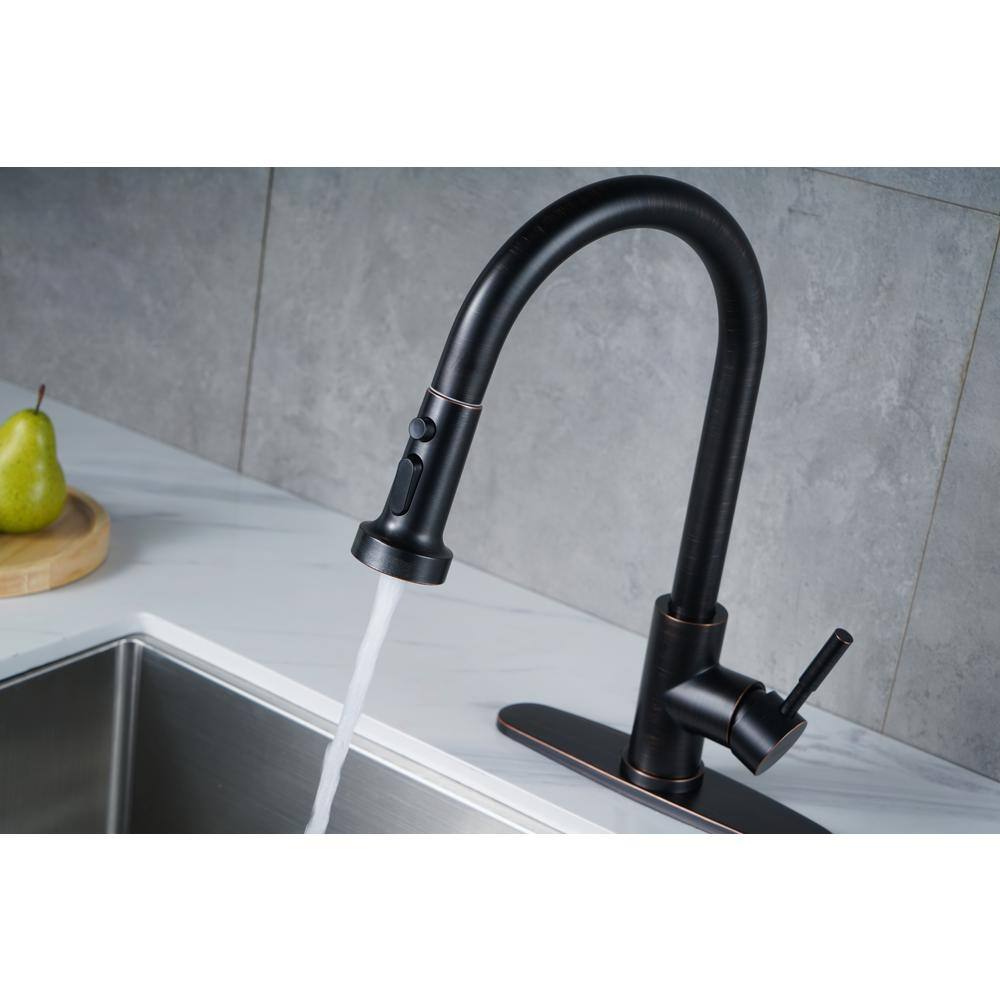 Oil Rubbed Bronze Pull Down Kitchen Faucet with Soap Dispenser