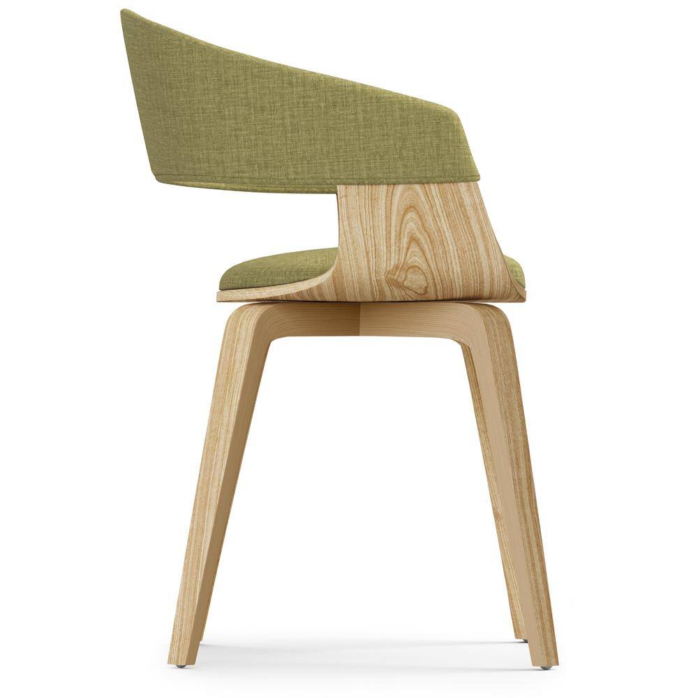 Acid Green Linen Upholstered Arm Chair with Natural Oak