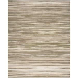 Jubilant Green Ivory 8 ft. x 10 ft. Stripes Contemporary Area Rug