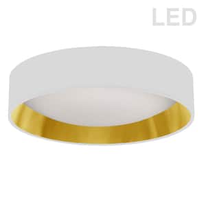 15 in. 22-Watt White and Gold LED Flush Mount